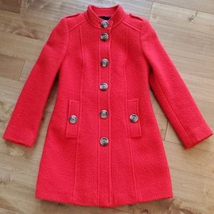 Boden Red Long Wool Coat Size 2 Petite